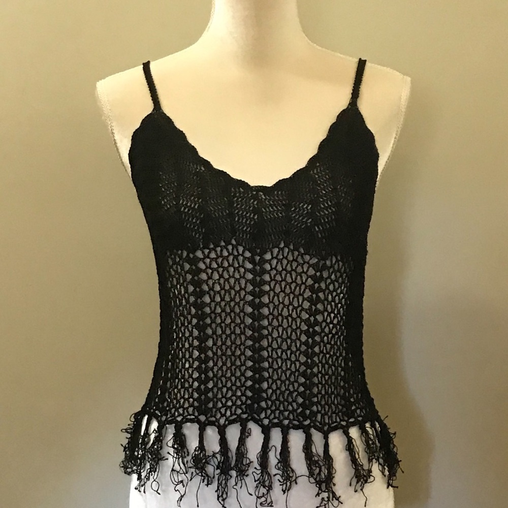 Black Knit Fringe Top - Picture 7 of 7
